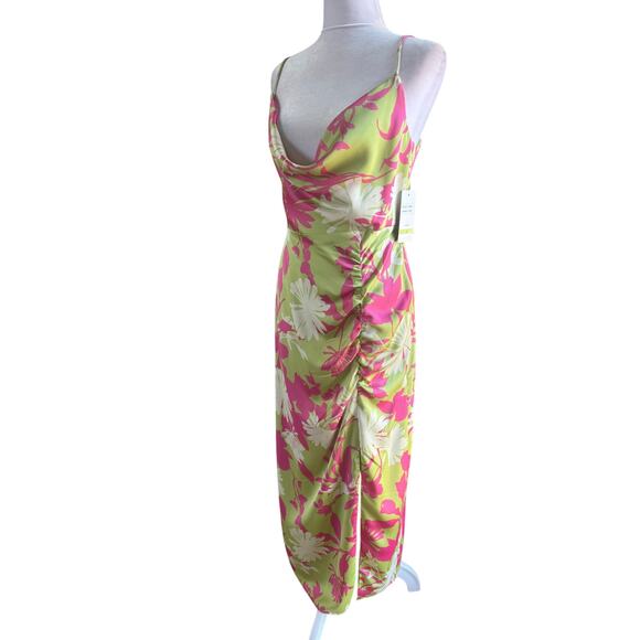 NWT Taylor Cosmo Midi Spaghetti strap Colorful Floral Slip Dress Gown 4 - Picture 3 of 11